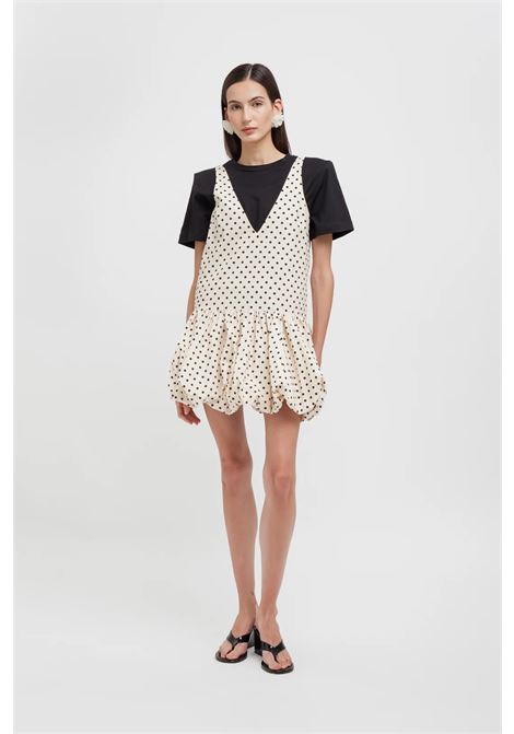 Weili Zheng balloon mini dress in cotton muslin with cream polka dots WEILI ZHENG |  | S26DC03PD03